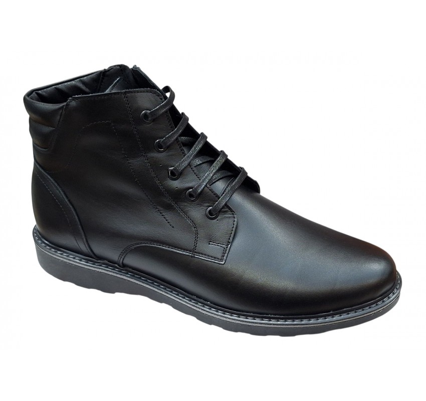 Ghete barbati casual din piele naturala cu fermoar (imblanite) Negre CORSANF