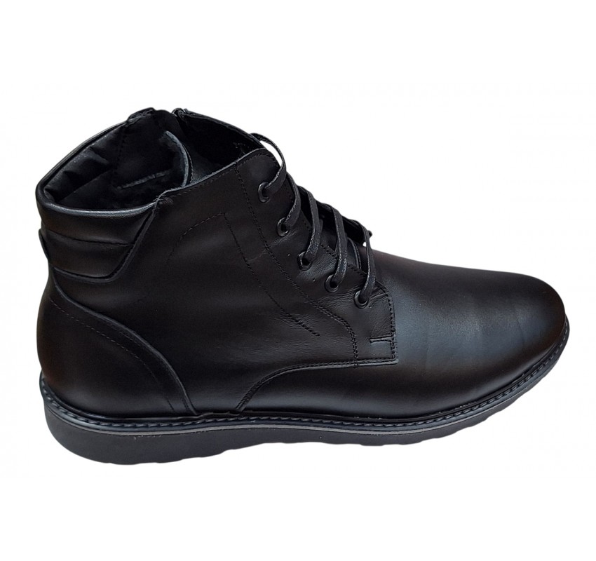 Ghete barbati casual din piele naturala cu fermoar (imblanite) Negre CORSANF