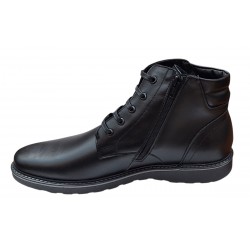 Ghete barbati casual din piele naturala cu fermoar (imblanite) Negre CORSANF