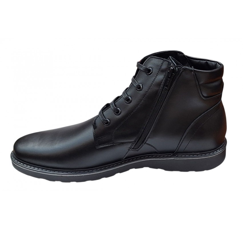 Ghete barbati casual din piele naturala cu fermoar (imblanite) Negre CORSANF