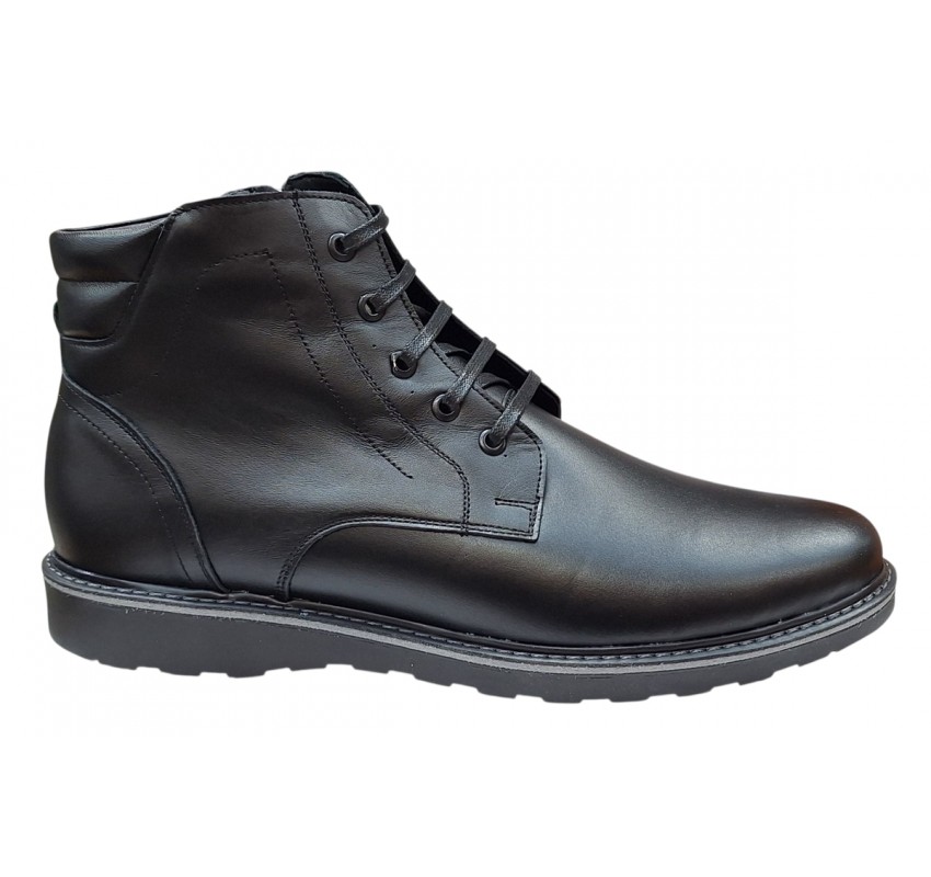 Ghete barbati casual din piele naturala cu fermoar (imblanite) Negre CORSANF