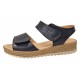 Sandale dama negre din piele naturala cu talpa confort si inchidere velcro dubla CP12N
