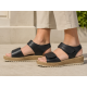 Sandale dama negre din piele naturala cu talpa confort si inchidere velcro dubla CP12N