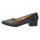 Pantofi dama negri perforati din piele naturala cu toc mic Loriana CP230NLI