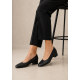 Pantofi dama negri perforati din piele naturala cu toc mic Loriana CP230NLI