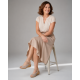 Sandale dama din piele naturala bej CP339C - confort elegant, talpa tip pana si design perforat