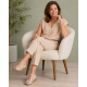 Sandale dama din piele naturala bej CP339C - confort elegant, talpa tip pana si design perforat