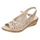 Sandale dama din piele naturala bej CP339C - confort elegant, talpa tip pana si design perforat