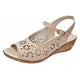 Sandale dama din piele naturala bej CP339C - confort elegant, talpa tip pana si design perforat