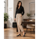 Sandale damă negre din piele naturală perforată cu toc gros și vârf decupat – CP431N