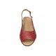 Sandale dama rosii din piele naturala, perforate, cu toc mediu si bareta la spate CP431R