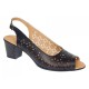 Sandale damă negre din piele naturală perforată cu toc de 6 cm și vârf decupat – CP439NL