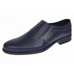 Pantofi barbati eleganti din piele naturala bleumarin fara siret DONATO 818BL