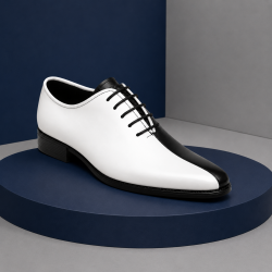 Pantofi Oxford bărbați alb-negru din piele naturală, eleganți de ceremonie – DONATOAN