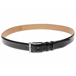 Curea barbati eleganta, din piele eco, lacuita neagra 3.5 cm - DR003LN
