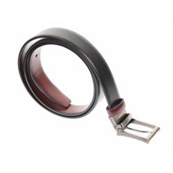 Curea barbati eleganta, din piele naturala neagra si visinie 3.5 cm - DR1210NVIS