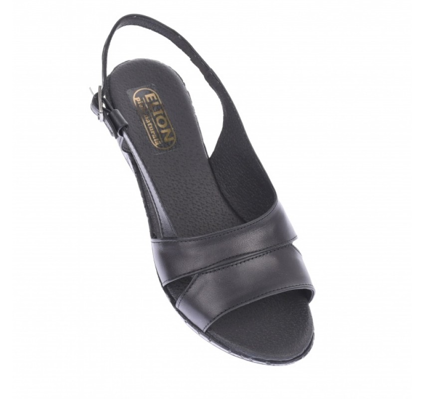 Sandale dama, casual, negre,din piele naturala, cu platforma de 4 cm - ELION42N