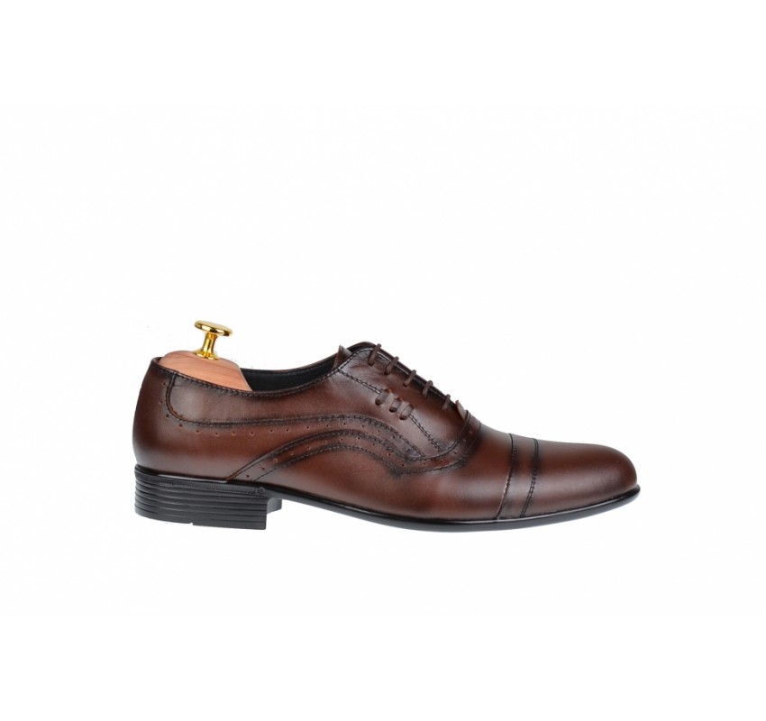 Pantofi Barbati Office, Eleganti, din Piele Naturala, cu Elastic, Maro, CIUCALETI SHOES