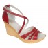Marimea 40 Sandale dama rosii din piele naturala cu platforme de 8 cm - ELY03R