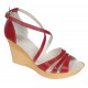 Marimea 40 Sandale dama rosii din piele naturala cu platforme de 8 cm - ELY03R