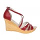 Marimea 40 Sandale dama rosii din piele naturala cu platforme de 8 cm - ELY03R