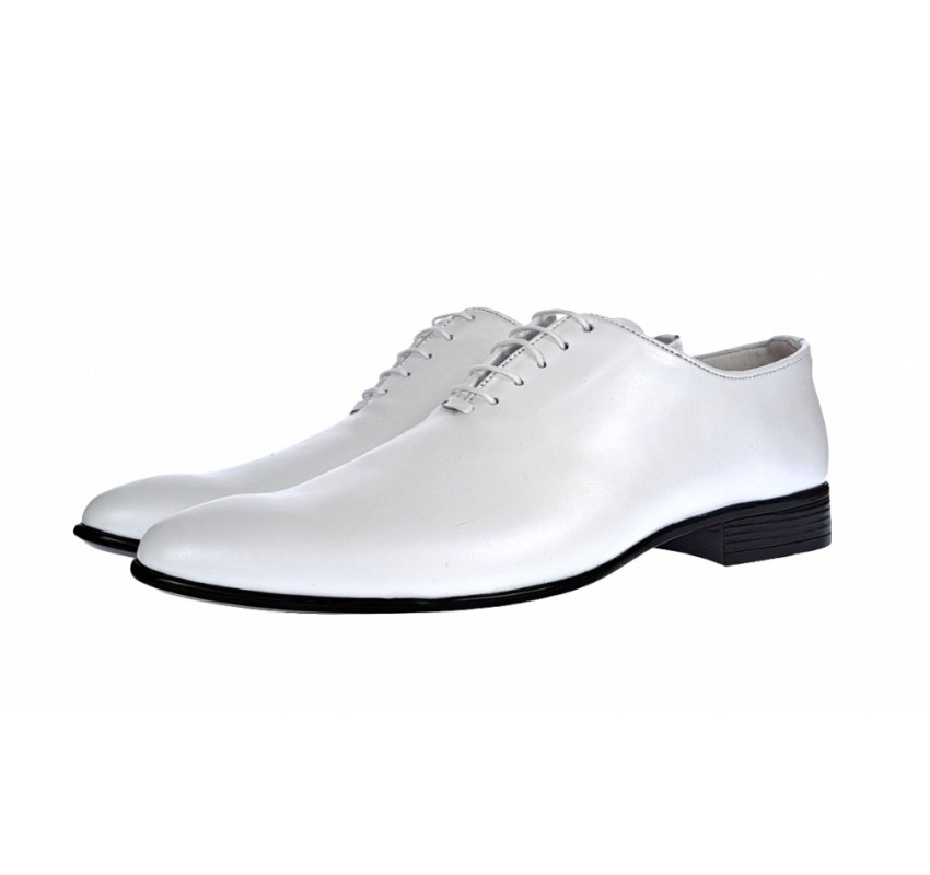 Pantofi albi barbati, eleganti, din piele naturala, alb box, ENZO Class