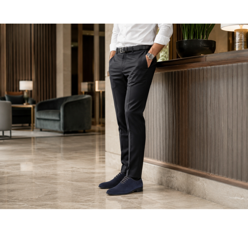 Pantofi barbati eleganti  din piele naturala intoarsa – Enzo Bleumarin ENZOBLV
