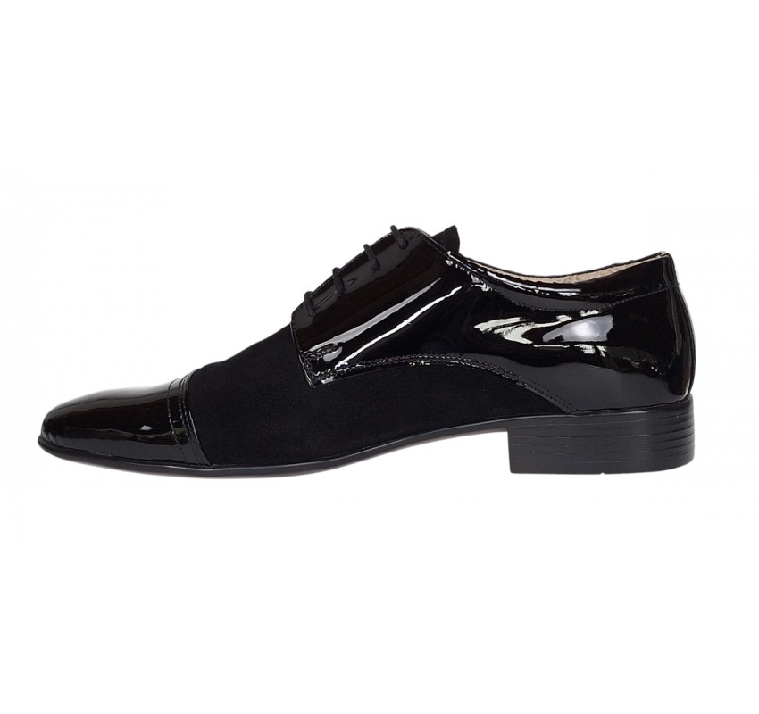 Pantofi eleganti barbati din piele naturala intoarsa cu varf lac - Enzo Top GKR