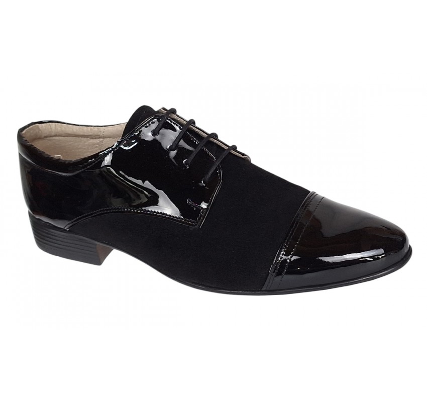 Pantofi eleganti barbati din piele naturala intoarsa cu varf lac - Enzo Top GKR