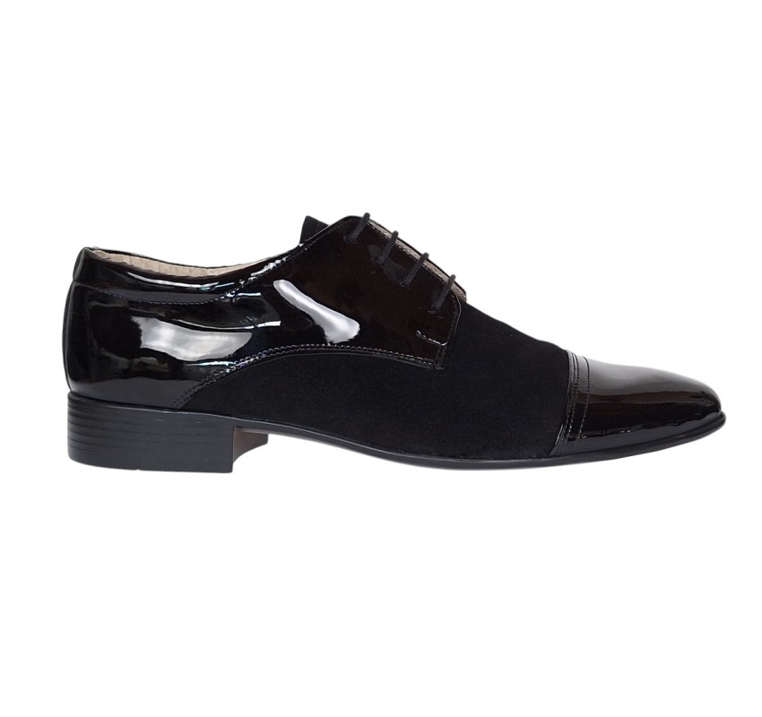Pantofi eleganti barbati din piele naturala intoarsa cu varf lac - Enzo Top GKR