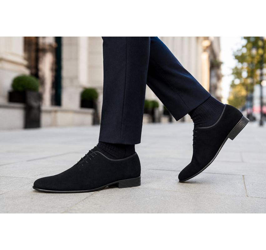 Pantofi barbati negri din piele naturala intoarsa – eleganta discreta, stil sigur, impact imediat Enzo