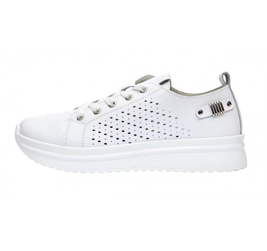 Pantofi dama casual din piele naturala cu perforatii - Latiffa Alb GSK3052A Pantofi dama casual din piele naturala cu perforatii - Latiffa Alb GSK3052A