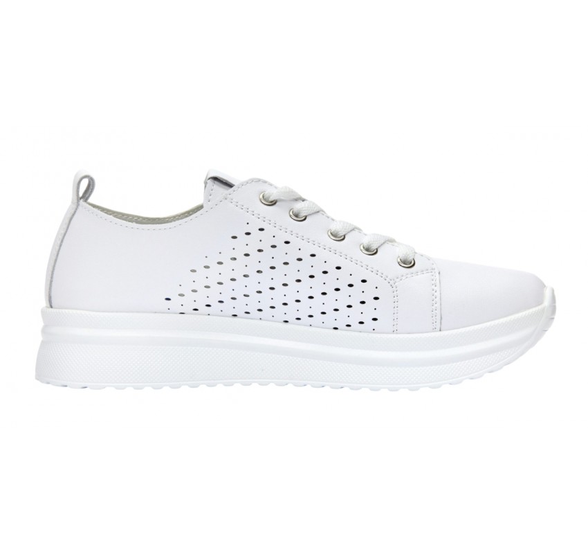 Pantofi dama casual din piele naturala cu perforatii - Latiffa Alb GSK3052A Pantofi dama casual din piele naturala cu perforatii - Latiffa Alb GSK3052A