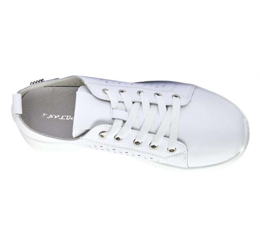Pantofi dama casual din piele naturala cu perforatii - Latiffa Alb GSK3052A Pantofi dama casual din piele naturala cu perforatii - Latiffa Alb GSK3052A