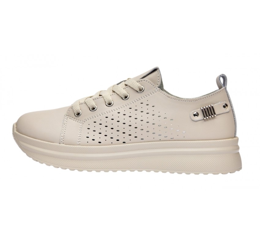 Pantofi dama casual din piele naturala cu perforatii - Latiffa Bej Late GSK3053B Pantofi dama casual din piele naturala cu perforatii - Latiffa Bej Late GSK3053B
