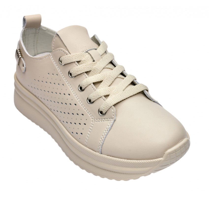 Pantofi dama casual din piele naturala cu perforatii - Latiffa Bej Late GSK3053B Pantofi dama casual din piele naturala cu perforatii - Latiffa Bej Late GSK3053B