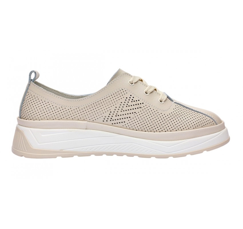 Pantofi dama casual din piele naturala cu perforatii - Karen Bej Late GSKFL9573B Pantofi dama casual din piele naturala cu perforatii - Karen Bej Late GSKFL9573B