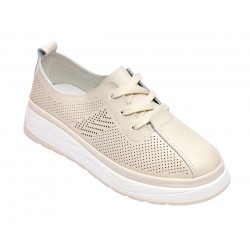 Pantofi dama casual din piele naturala cu perforatii - Karen Bej Late GSKFL9573B