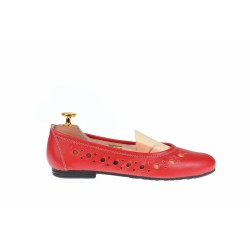 Balerini dama casual din piele naturala rosie - FLO2R