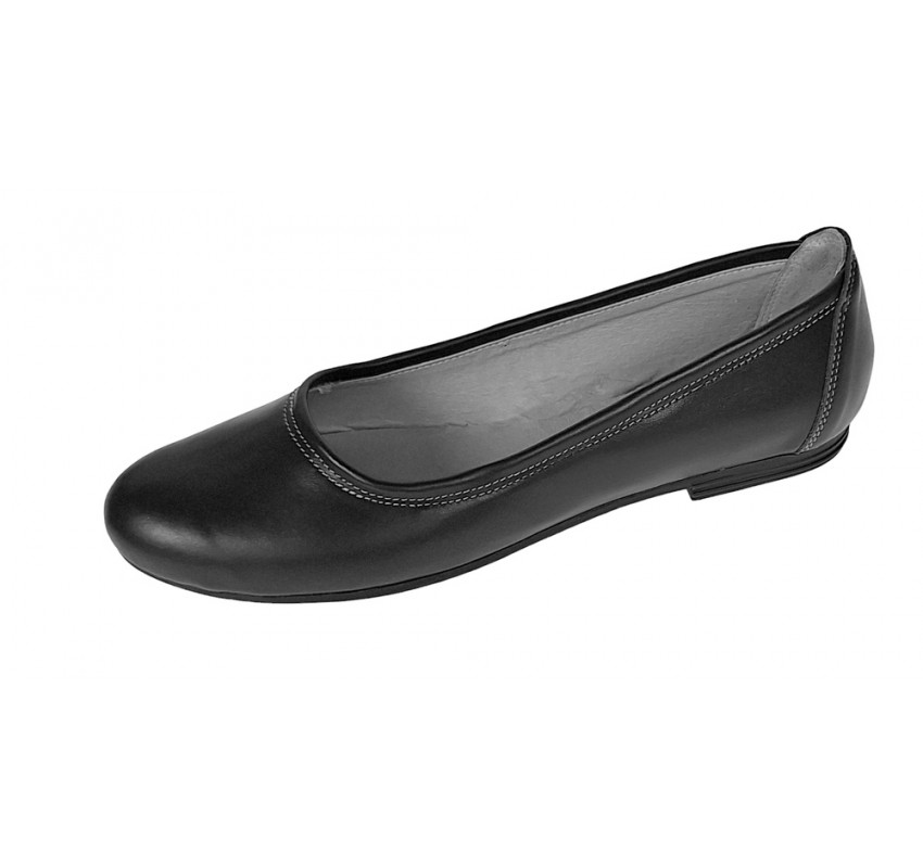 Balerini dama casual, din piele naturala negru - FLO3NBOX