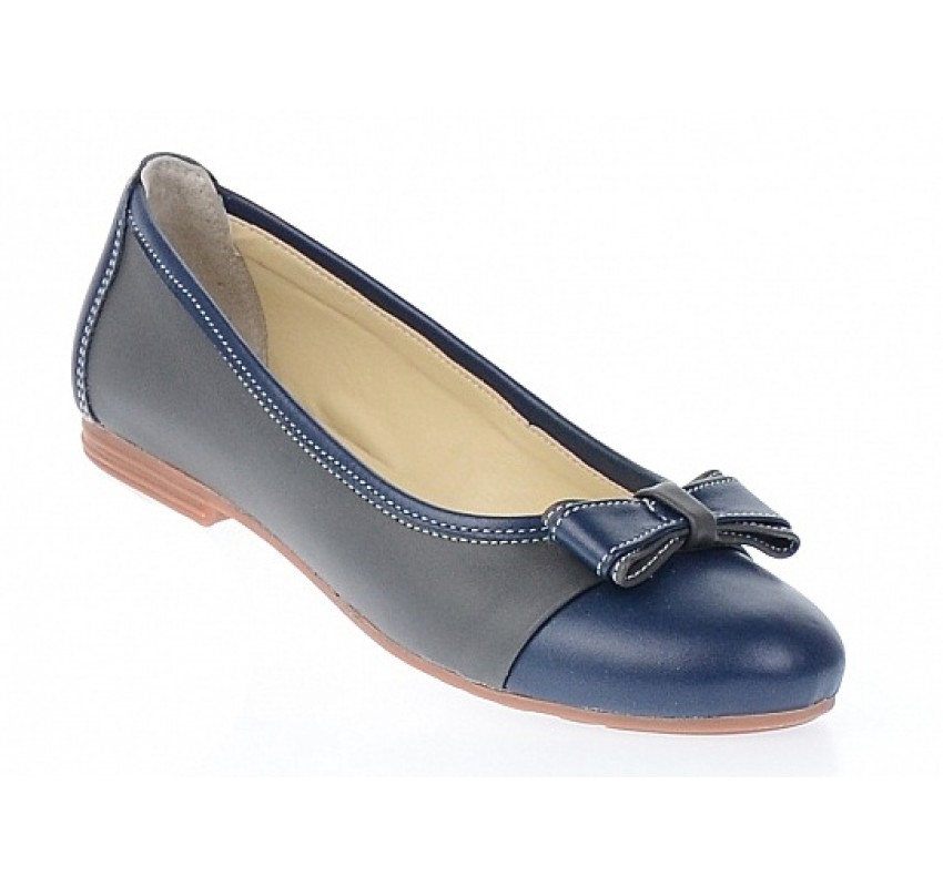 Balerini dama casual din piele naturala Gri, Bleumarin - Model Eveline