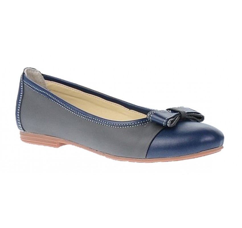 Balerini dama casual din piele naturala Gri, Bleumarin - Model Eveline