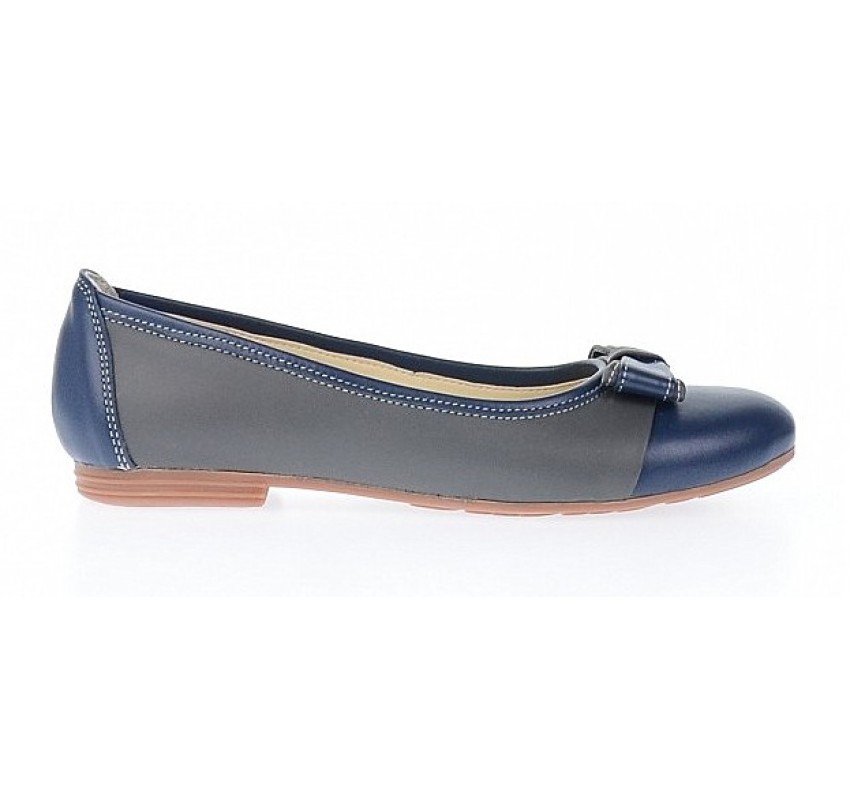 Balerini dama casual din piele naturala Gri, Bleumarin - Model Eveline