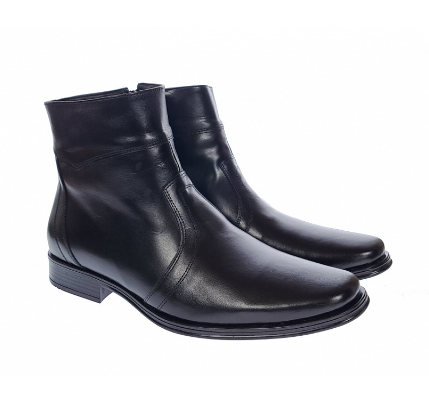 Ghete barbati negre, elegante din piele naturala, cu fermoar ADAM - G04NOU