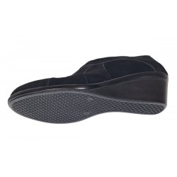 Botine dama negre din piele naturala intoarsa cu platforme de 5 cm - Mira Velur