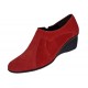 Botine dama rosii din piele naturala intoarsa cu platforme de 5 cm - Mira Velur