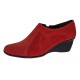 Botine dama rosii din piele naturala intoarsa cu platforme de 5 cm - Mira Velur