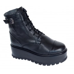 Ghete dama din piele naturala - Model imblanit cu platforme de 5cm G215N