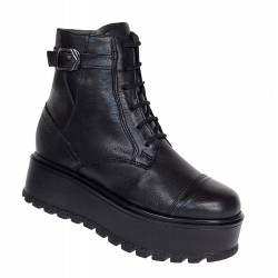 Ghete dama din piele naturala - Model imblanit cu platforme de 5cm G215N