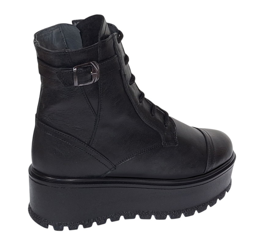 Ghete dama din piele naturala - Model imblanit cu platforme de 5cm G215N